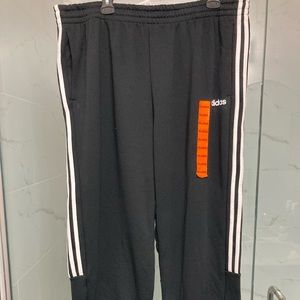 Brand New XXL Black with White Stripe Adidas Fitness Workout Sweat Pants